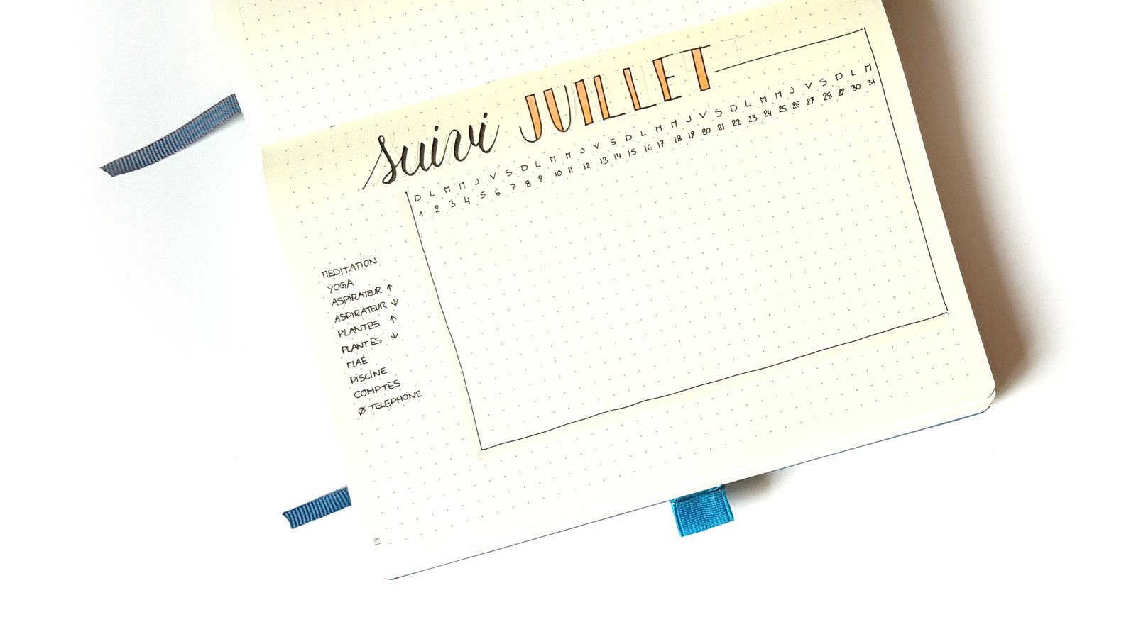 Juillet 2018 dans mon Bullet Journal - suivi juillet