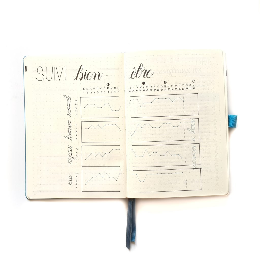 Suivi bien-être dans mon Bullet Journal A5