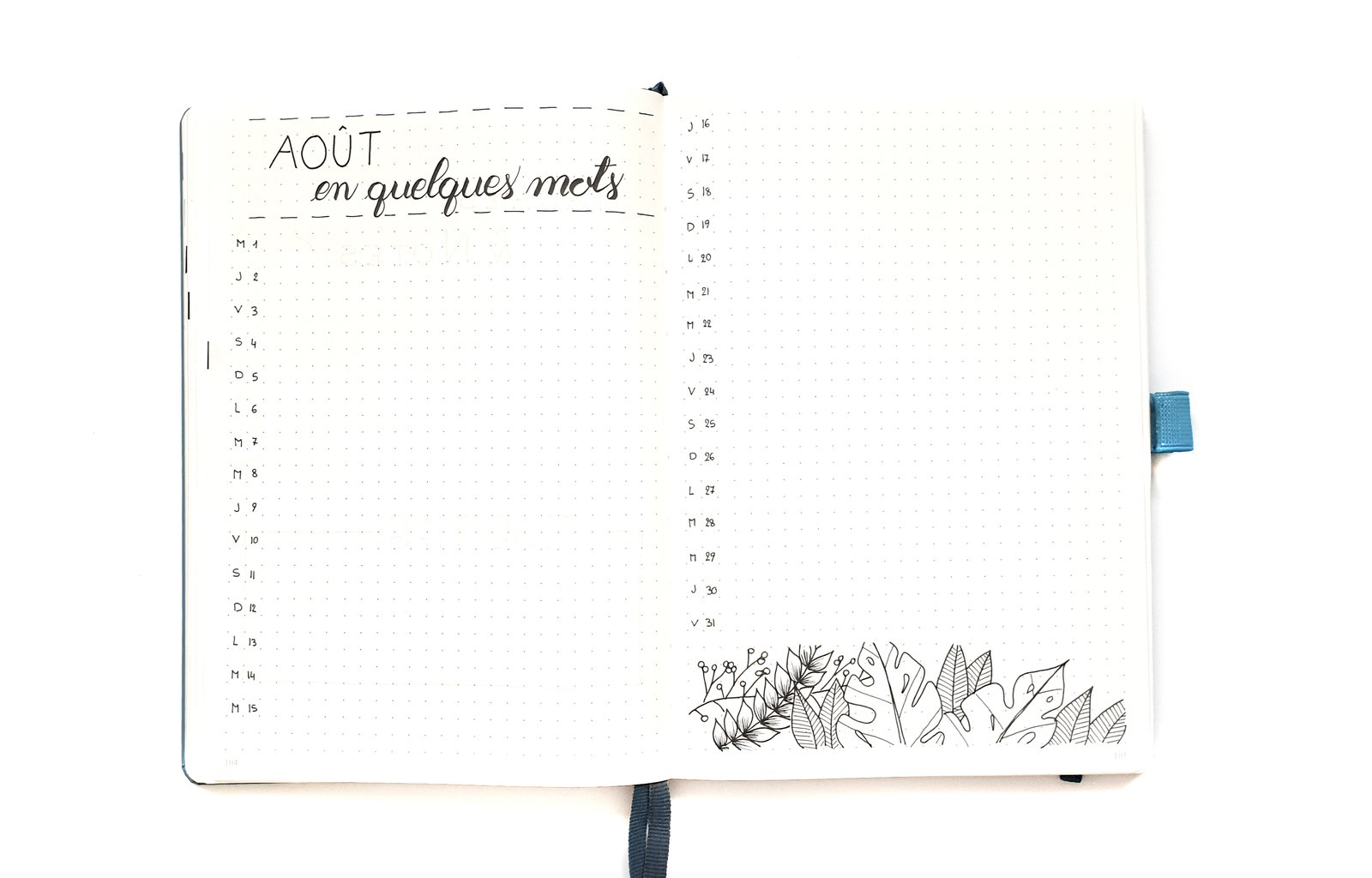 Août 2018 dans mon Bullet Journal - Journal mensuel